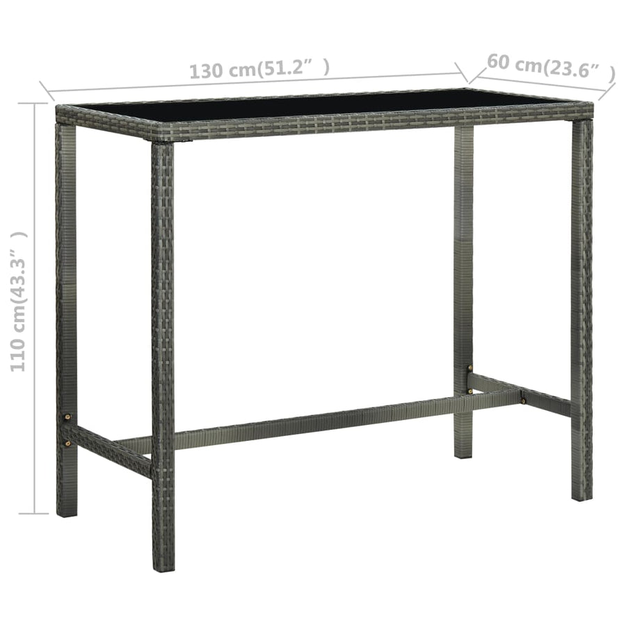 -Delige Tuinbarset Met Kussens Poly Rattan 7 130 cm tafellengte Grijs