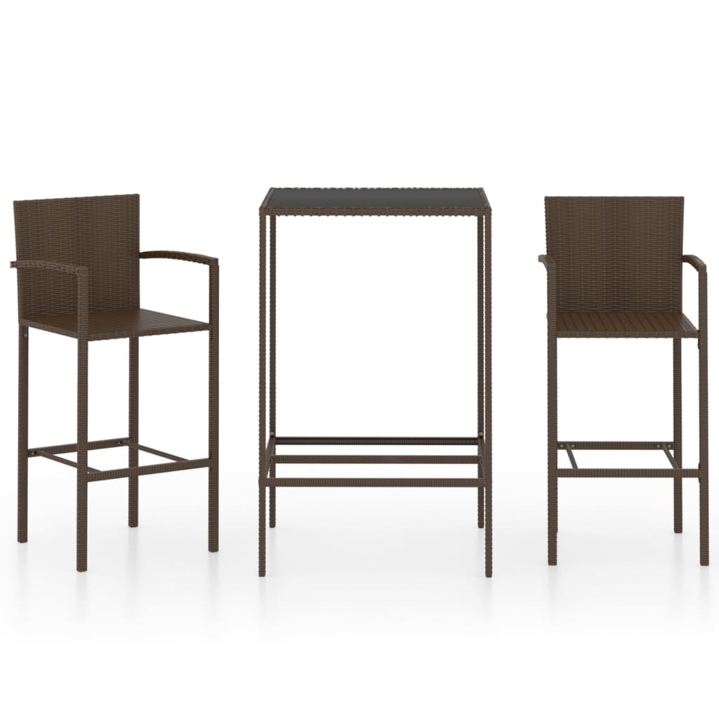 -Delige Tuinbarset Poly Rattan 3 70 cm tafellengte Bruin