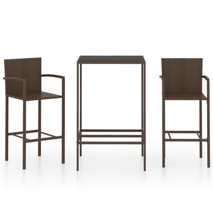 -Delige Tuinbarset Poly Rattan 3 70 cm tafellengte Bruin