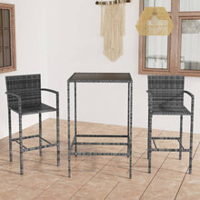 -Delige Tuinbarset Poly Rattan 3 70 cm tafellengte Grijs