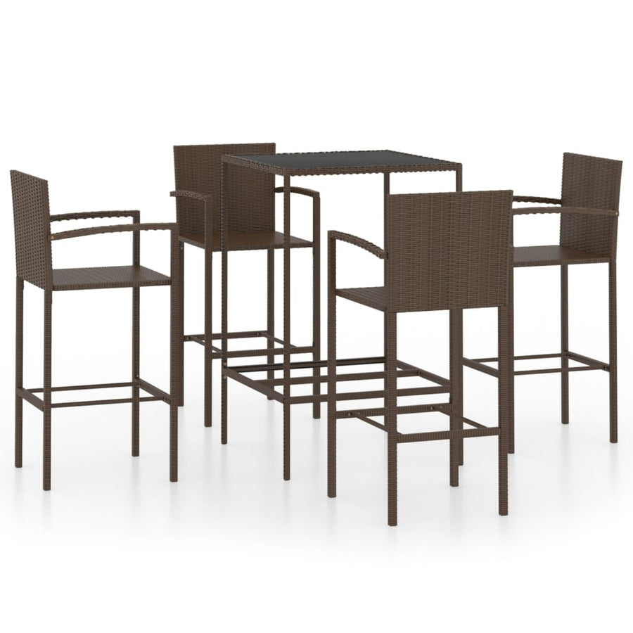 -Delige Tuinbarset Poly Rattan 5 70 cm tafellengte Bruin