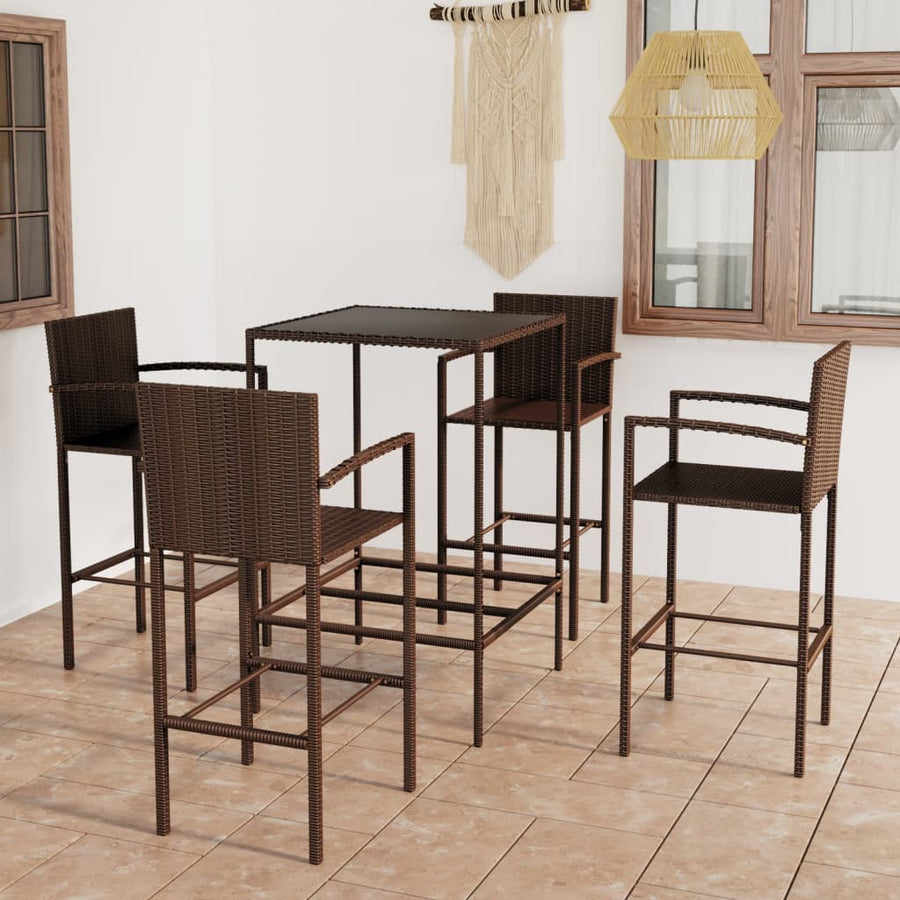 -Delige Tuinbarset Poly Rattan 5 70 cm tafellengte Bruin