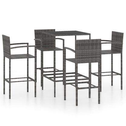 -Delige Tuinbarset Poly Rattan 5 70 cm tafellengte Grijs