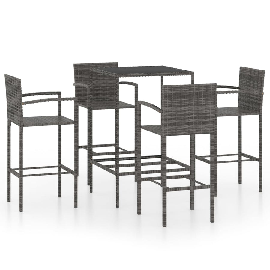 -Delige Tuinbarset Poly Rattan 5 70 cm tafellengte Grijs