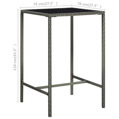 -Delige Tuinbarset Poly Rattan 5 70 cm tafellengte Grijs