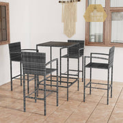 Tuinbarset poly rattan grijs 5-delig