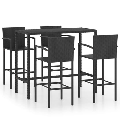 5-delige Tuinbarset poly rattan zwart