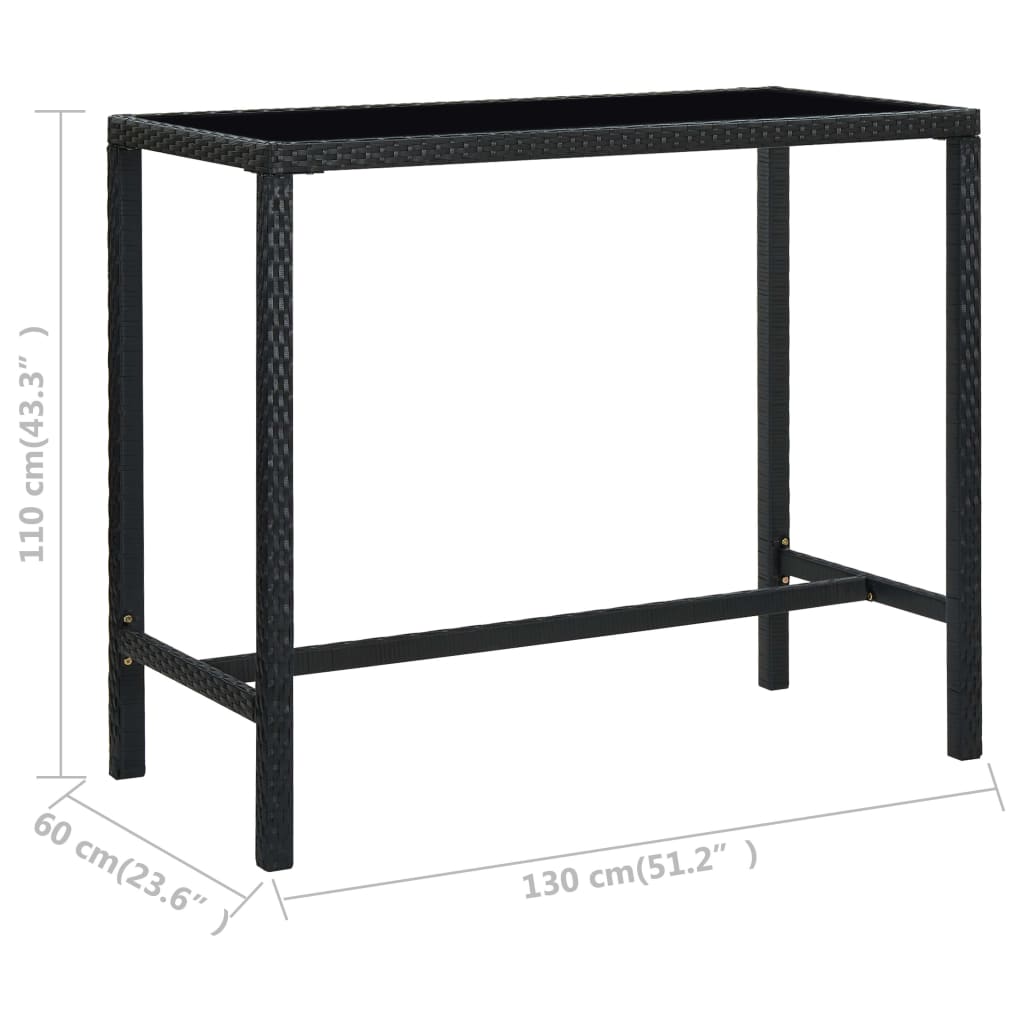 5-delige Tuinbarset poly rattan zwart
