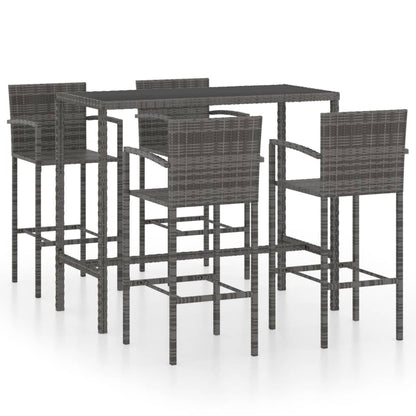 -Delige Tuinbarset Poly Rattan 5 130 cm tafellengte Grijs