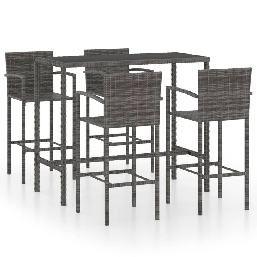 -Delige Tuinbarset Poly Rattan 5 130 cm tafellengte Grijs