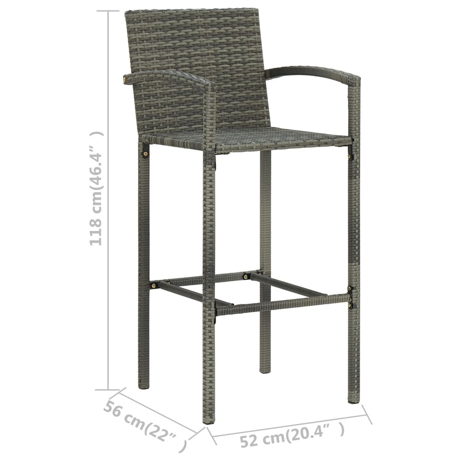 -Delige Tuinbarset Poly Rattan 5 130 cm tafellengte Grijs