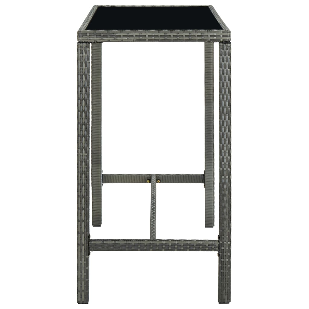 -Delige Tuinbarset Poly Rattan 5 130 cm tafellengte Grijs