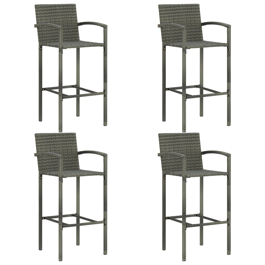 -Delige Tuinbarset Poly Rattan 5 130 cm tafellengte Grijs