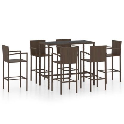 -Delige Tuinbarset Poly Rattan 7 130 cm tafellengte Bruin