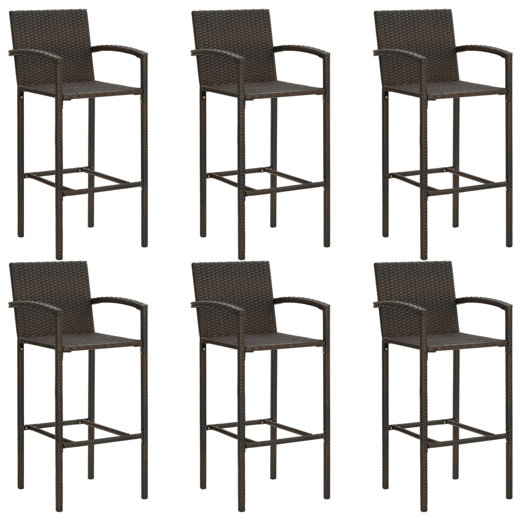 -Delige Tuinbarset Poly Rattan 7 130 cm tafellengte Bruin