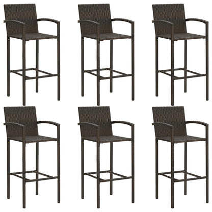-Delige Tuinbarset Poly Rattan 7 130 cm tafellengte Bruin