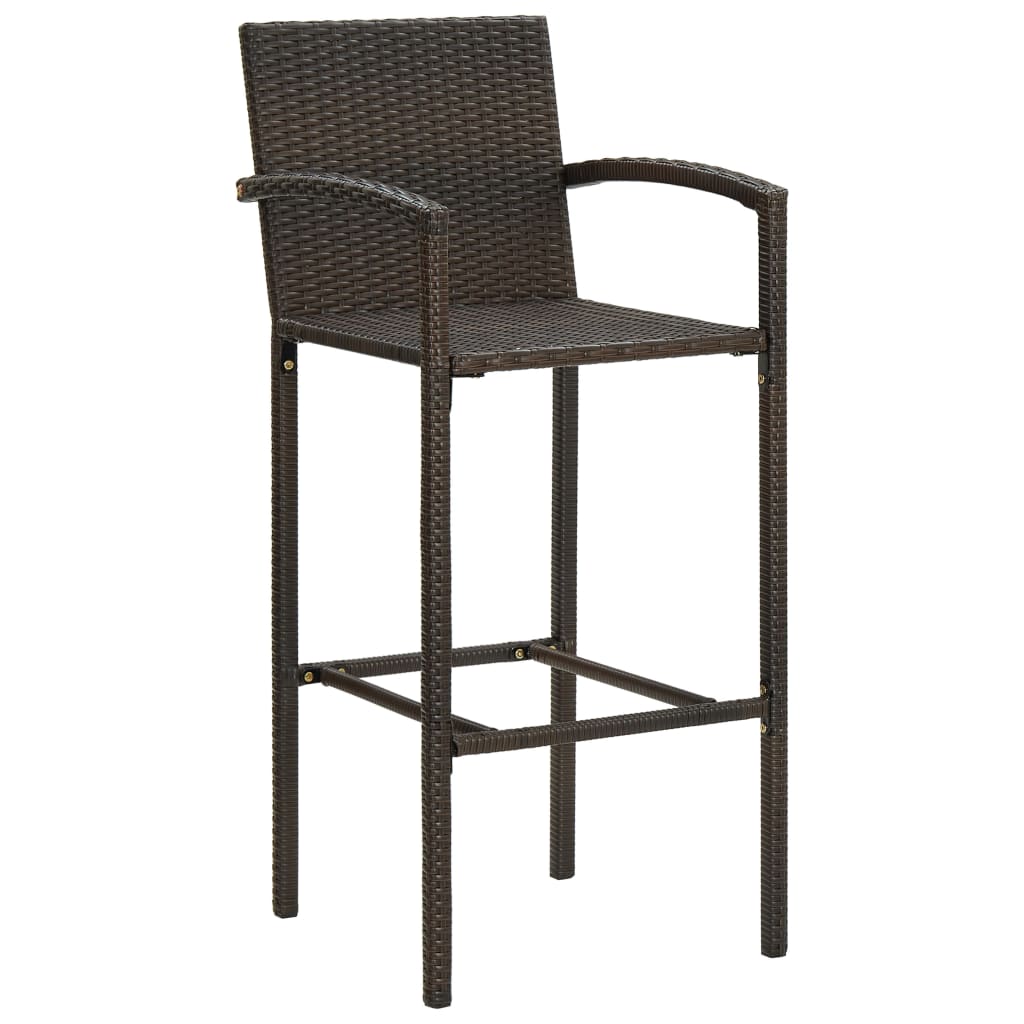 -Delige Tuinbarset Poly Rattan 7 130 cm tafellengte Bruin