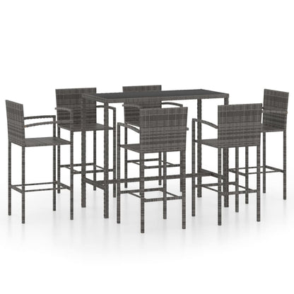 -Delige Tuinbarset Poly Rattan 7 130 cm tafellengte Grijs