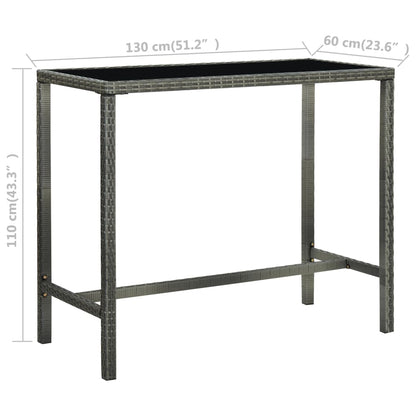 -Delige Tuinbarset Poly Rattan 7 130 cm tafellengte Grijs