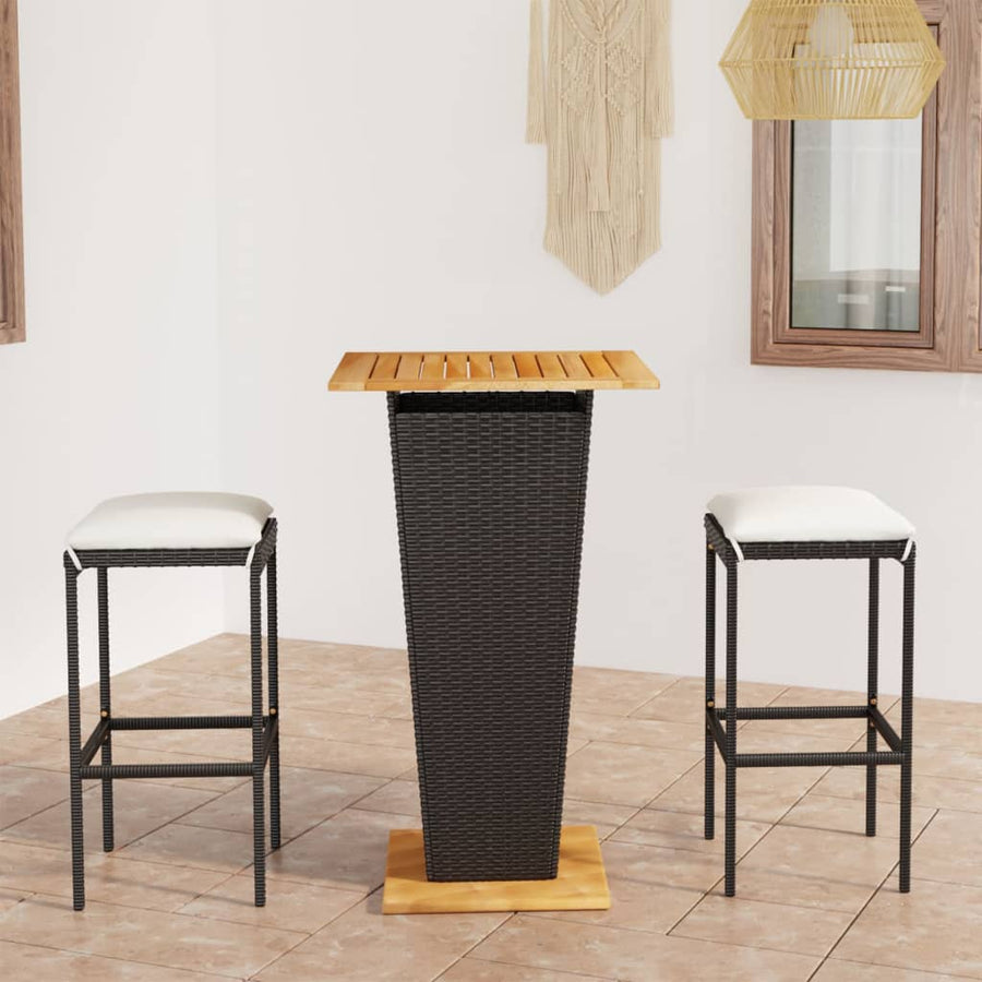 3-Delige Tuinbarset Met Kussens Poly Rattan 2
