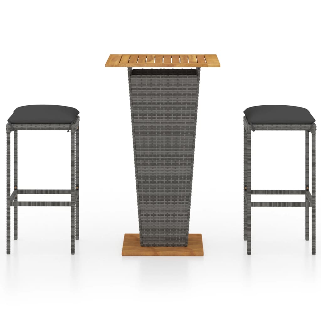 3-Delige Tuinbarset Met Kussens Poly Rattan 2