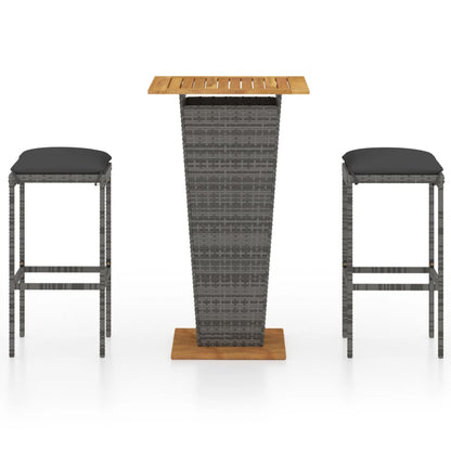 3-Delige Tuinbarset Met Kussens Poly Rattan 2
