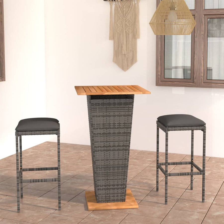 3-Delige Tuinbarset Met Kussens Poly Rattan 2