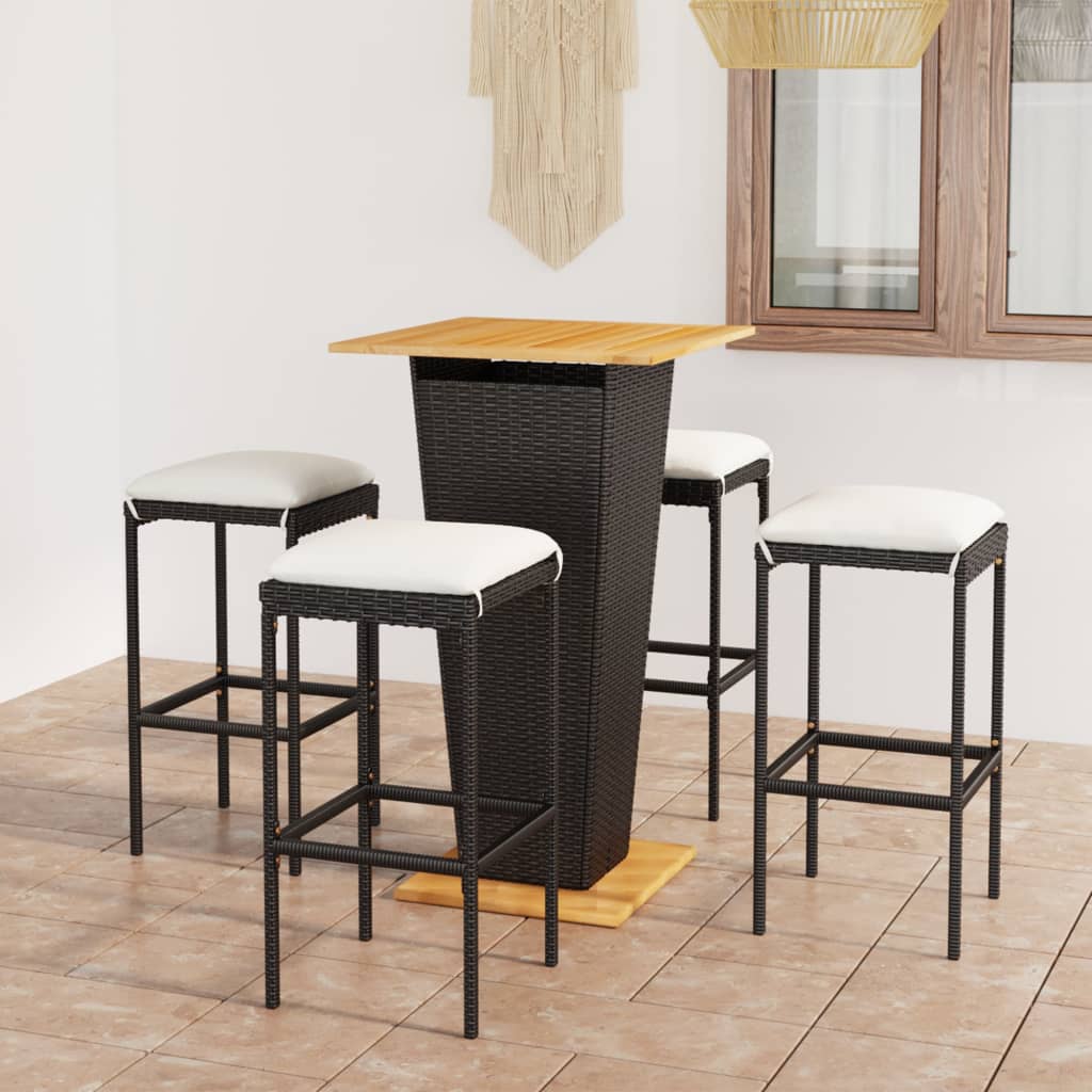 5-Delige Tuinbarset Met Kussens Poly Rattan 4