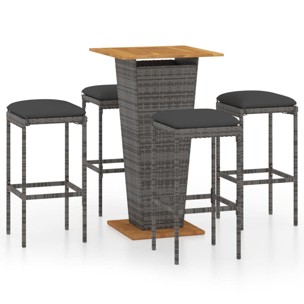 5-Delige Tuinbarset Met Kussens Poly Rattan 4