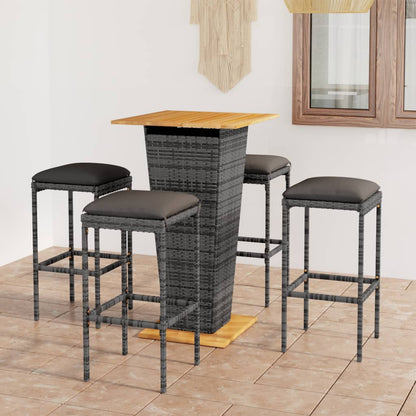 5-Delige Tuinbarset Met Kussens Poly Rattan 4