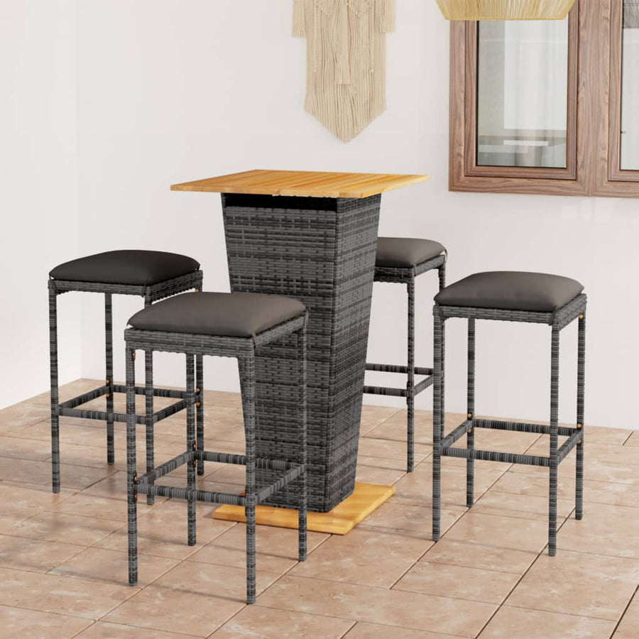 5-Delige Tuinbarset Met Kussens Poly Rattan 4