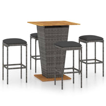 -Delige Tuinbarset Met Kussens Poly Rattan 5 80 cm tafellengte Grijs