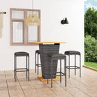 5-Piece Garden Bar Set with Cushions Poly Rattan Grey