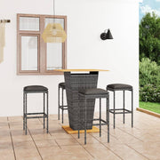 Tuinbarset 5-delig poly rattan grijs acaciahout