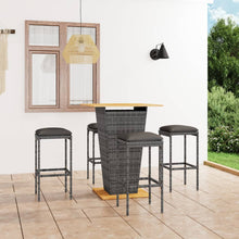 -Delige Tuinbarset Met Kussens Poly Rattan 5 80 cm tafellengte Grijs