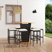 Tuinbarset 9-delig poly rattan zwart acaciahout