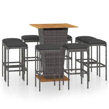 -Delige Tuinbarset Met Kussens Poly Rattan 9 80 cm tafellengte Grijs