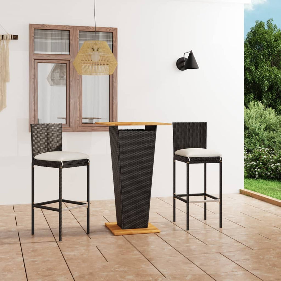 3-Delige Tuinbarset Met Kussens Poly Rattan 2