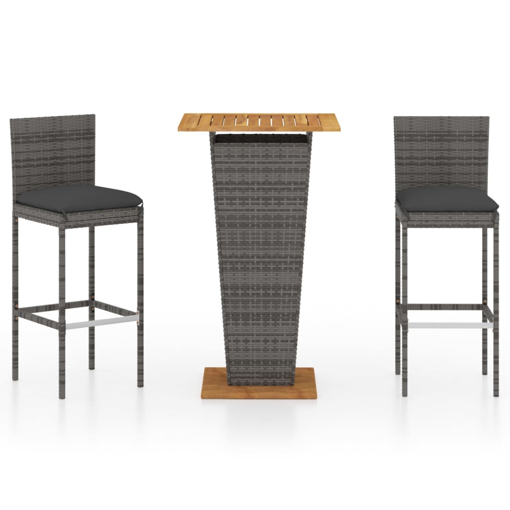3-Delige Tuinbarset Met Kussens Poly Rattan 2