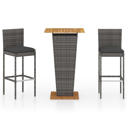 3-Delige Tuinbarset Met Kussens Poly Rattan 2