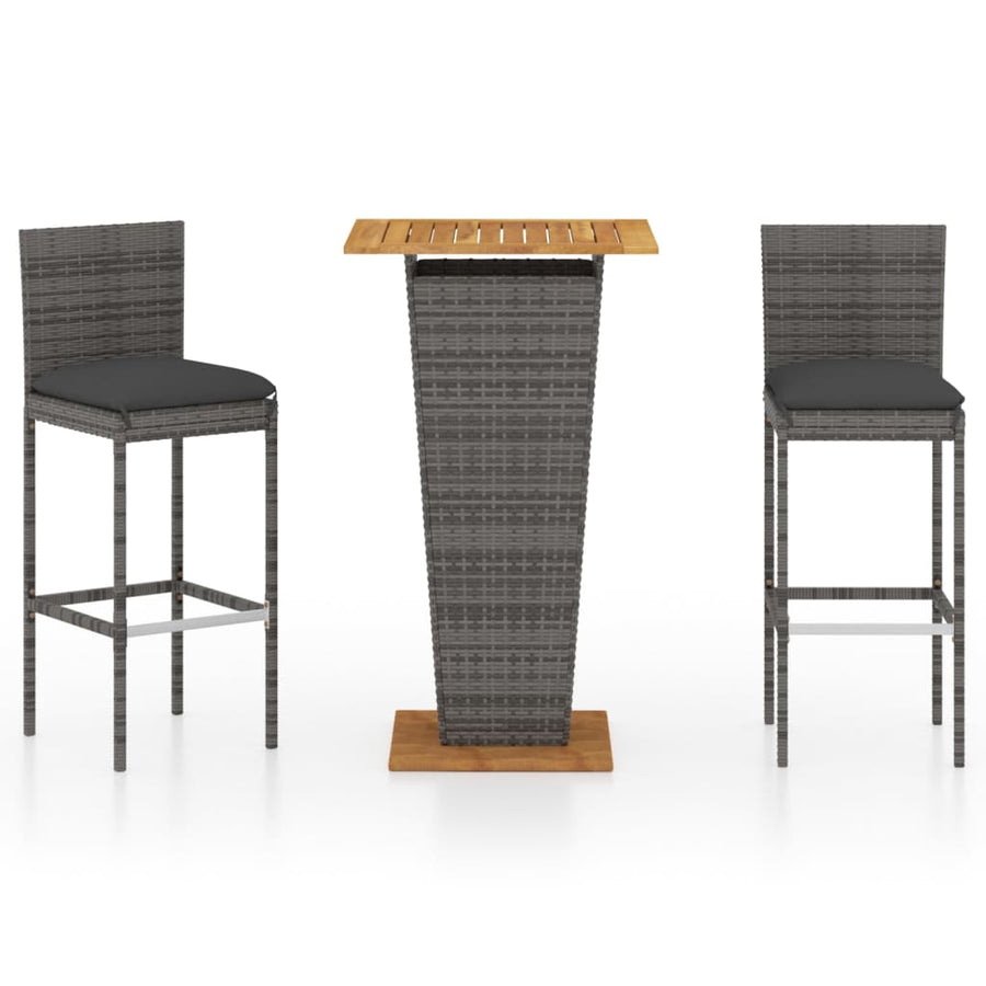 3-Delige Tuinbarset Met Kussens Poly Rattan 2