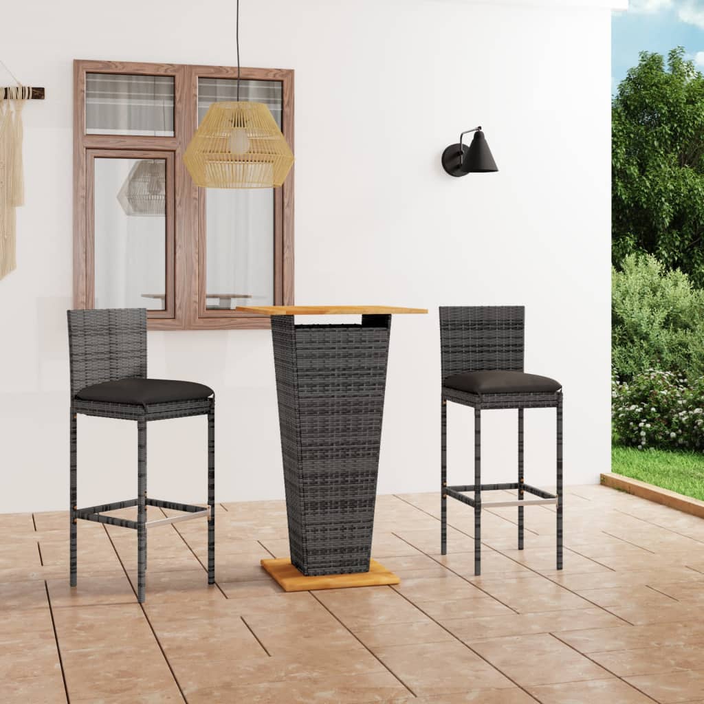 3-Delige Tuinbarset Met Kussens Poly Rattan 2