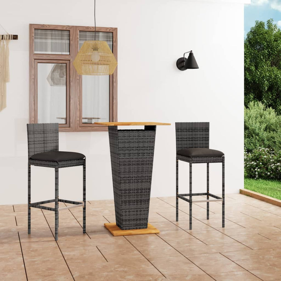 3-Delige Tuinbarset Met Kussens Poly Rattan 2