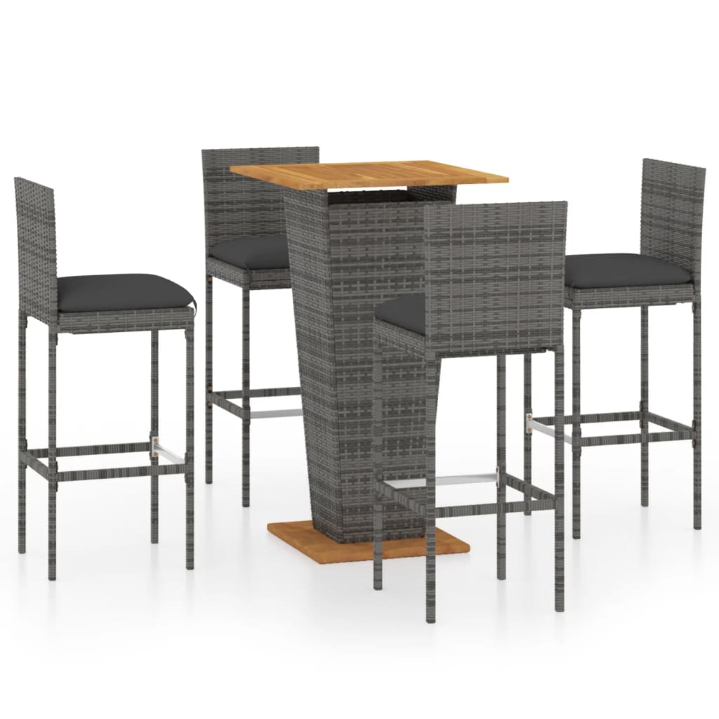5-Delige Tuinbarset Met Kussens Poly Rattan 4
