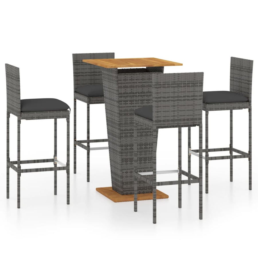 5-Delige Tuinbarset Met Kussens Poly Rattan 4