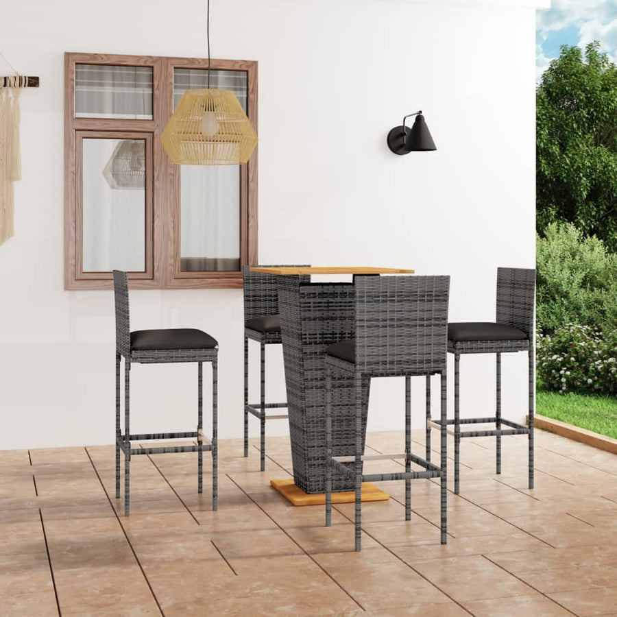 5-Delige Tuinbarset Met Kussens Poly Rattan 4