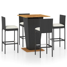-Delige Tuinbarset Met Kussens Poly Rattan 5 80 cm tafellengte Zwart