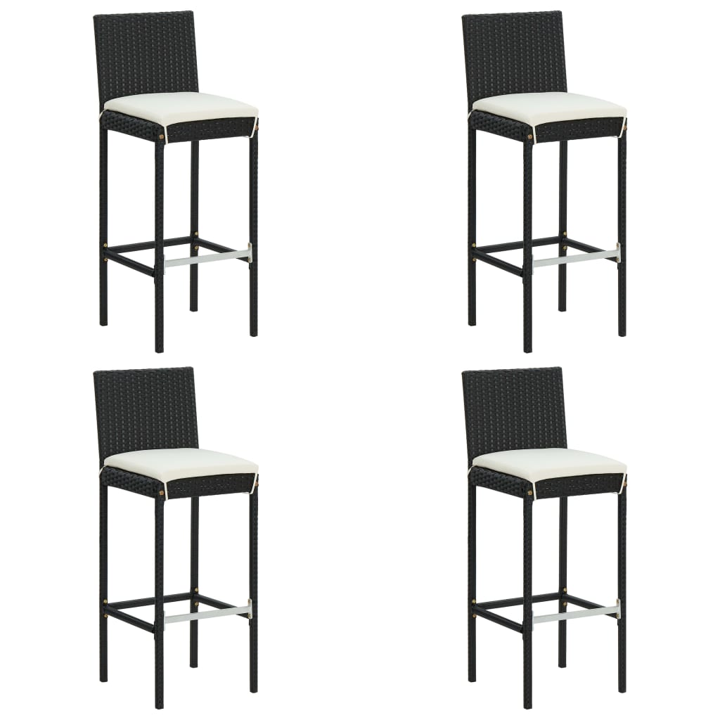 -Delige Tuinbarset Met Kussens Poly Rattan 5 80 cm tafellengte Zwart