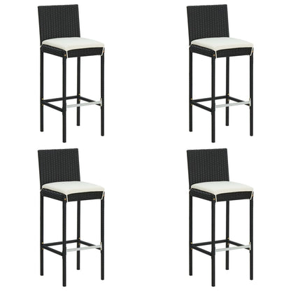 -Delige Tuinbarset Met Kussens Poly Rattan 5 80 cm tafellengte Zwart