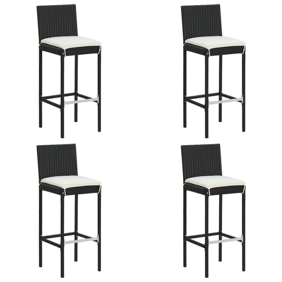 -Delige Tuinbarset Met Kussens Poly Rattan 5 80 cm tafellengte Zwart